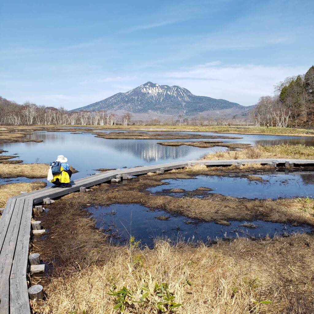 尾瀬ケ原から正面に燧岳を望む