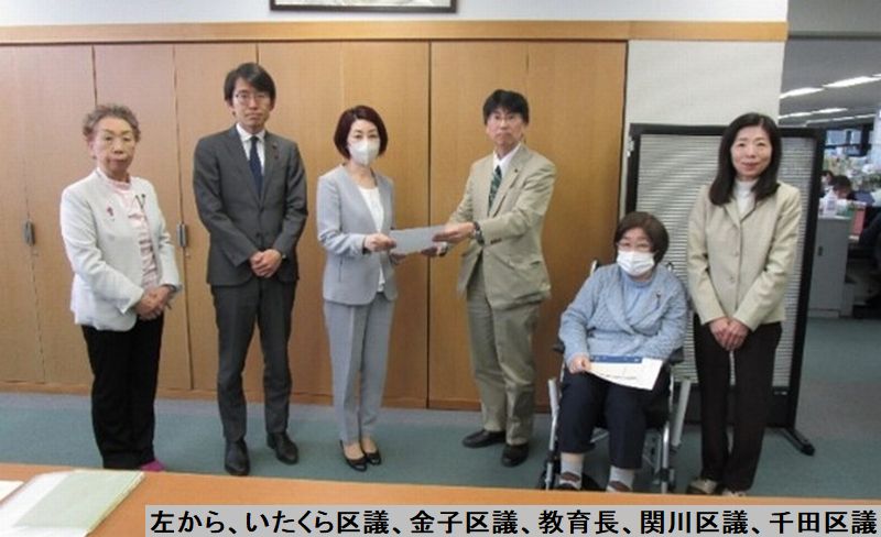 申し入れを行う、日本共産党文京区議団
