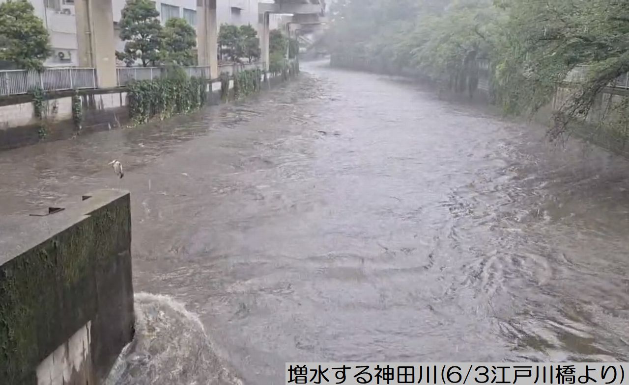 増水する神田川